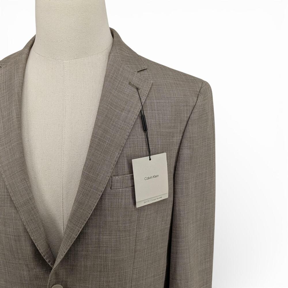 Calvin Klein Men's X Slim-Fit Stretch Soft Sport Coat Blazer Jacket Tan 44L